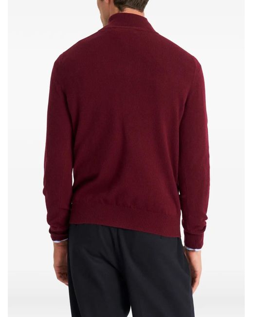 Pringle of Scotland Red Quarter-Zip Cashmere Sweater for men