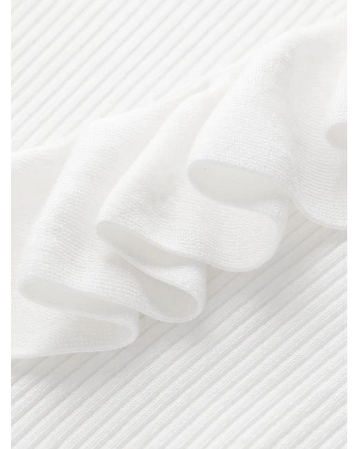 Alice + Olivia White Marnie Ruffled Top