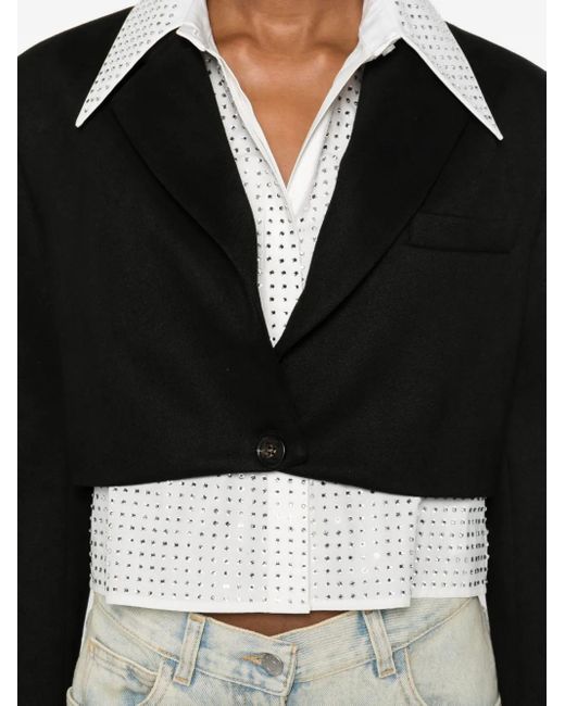GIUSEPPE DI MORABITO Black Buttoned Cropped Jacket