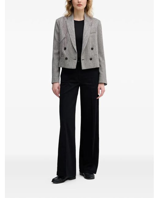 Sisley Gray Herringbone-Pattern Jacket