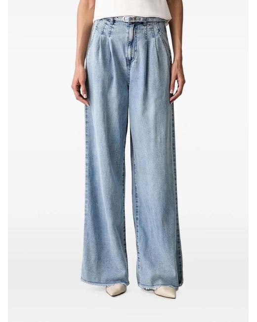 Morgan Blue Belted Pleated Jeans