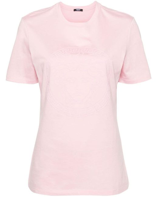 T-shirt en coton à motif Medusa Head Versace en coloris Pink