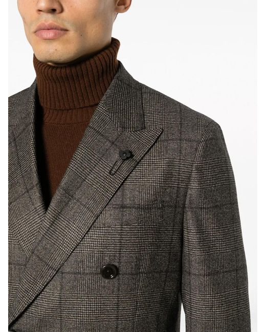 Lardini メンズ グレー チェック ダブルスーツ【公式通販】