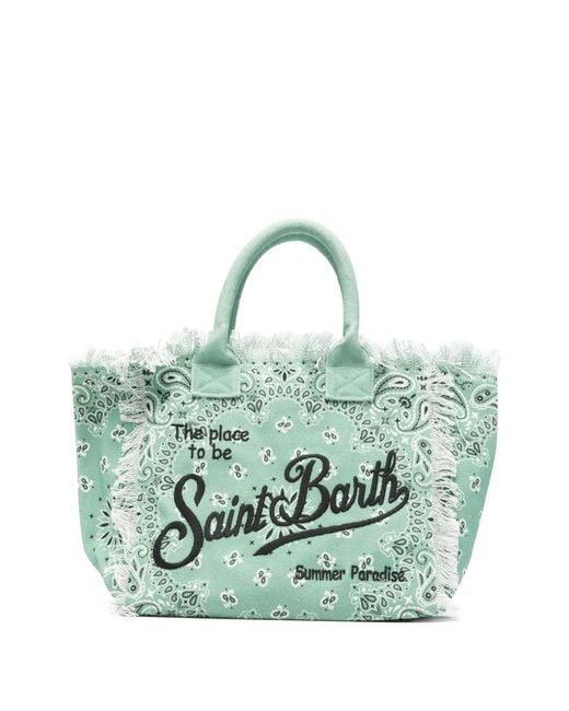 Mc2 Saint Barth Green Vanity Paisley-Print Frayed Tote Bag