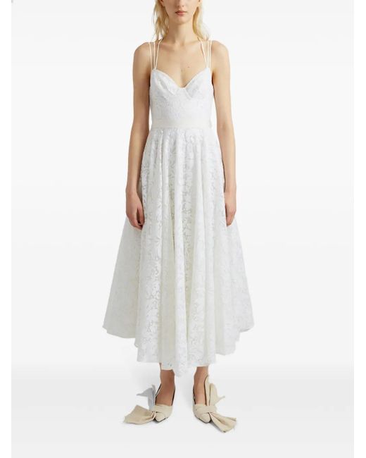 Erdem White Rea Strap-Detail Lace Gown