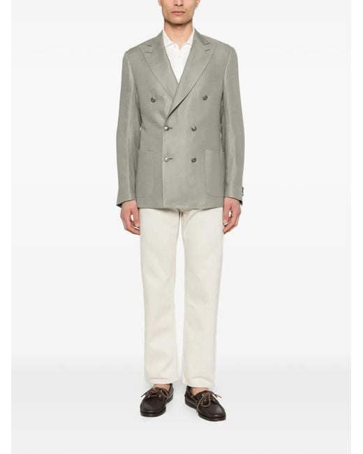 Corneliani Gray Academy Light Double-Breasted Patch-Pocket Jacket for men