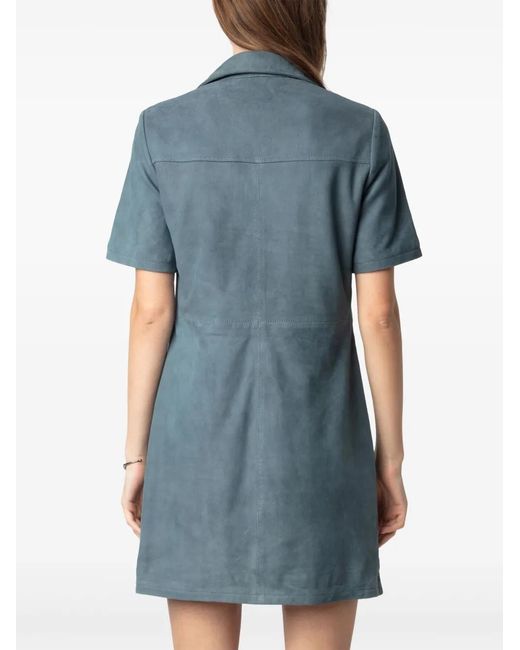 Zadig & Voltaire Blue Leather Mini Dress