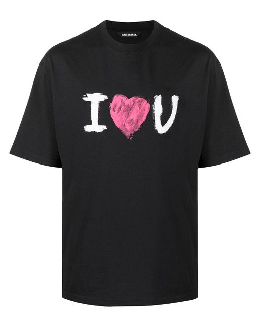 Balenciaga Baumwolle T-Shirt mit "I love You"-Print in Schwarz für Herren -  Lyst