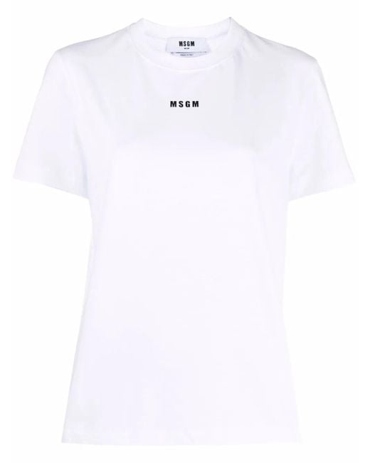 MSGM White T-Shirt With Logo