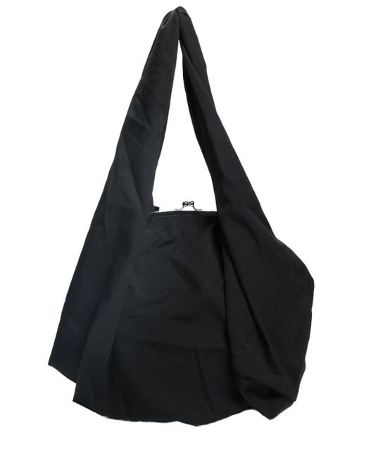 Y's Yohji Yamamoto Black Wool Gabardine Shoulder Bag