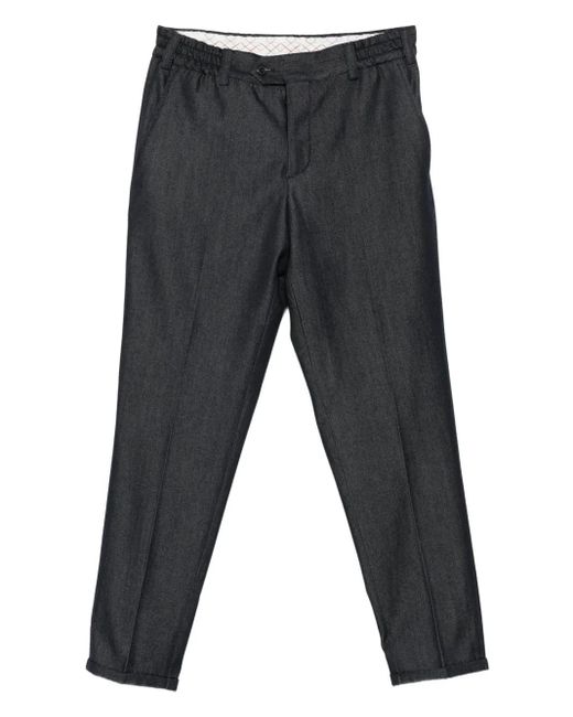 PT Torino Gray Elastic-Waistband Cotton Trousers for men