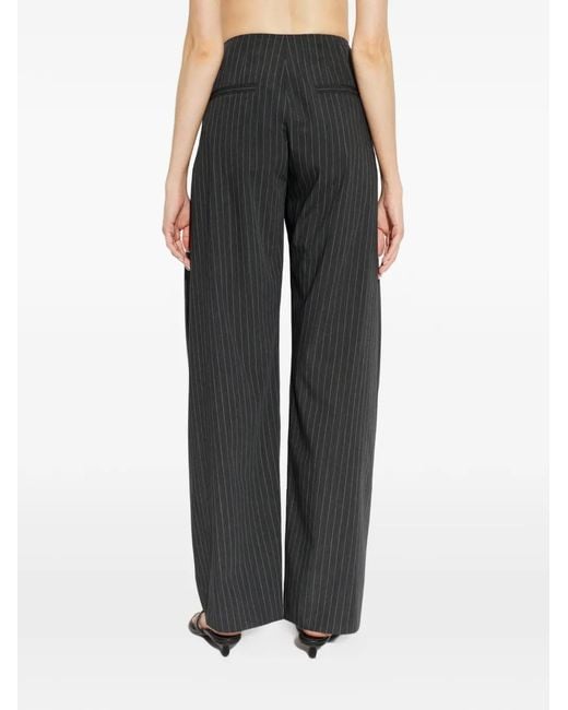 IRO Black Kalei Pinstripe-Pattern Pleated Trousers