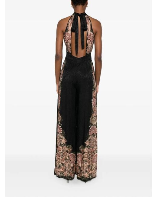 Twinset Black Langer Jumpsuit mit Jacquard-Print