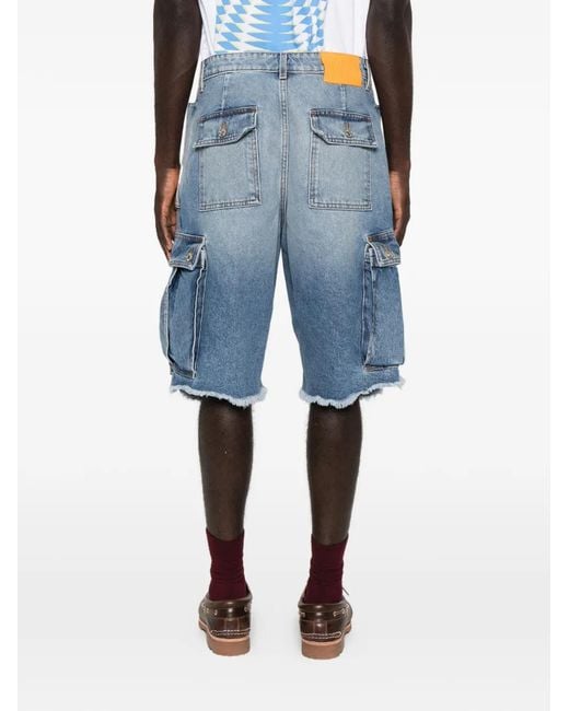 GALLERY DEPT. Blue Cargo Raw-Cut Shorts for men