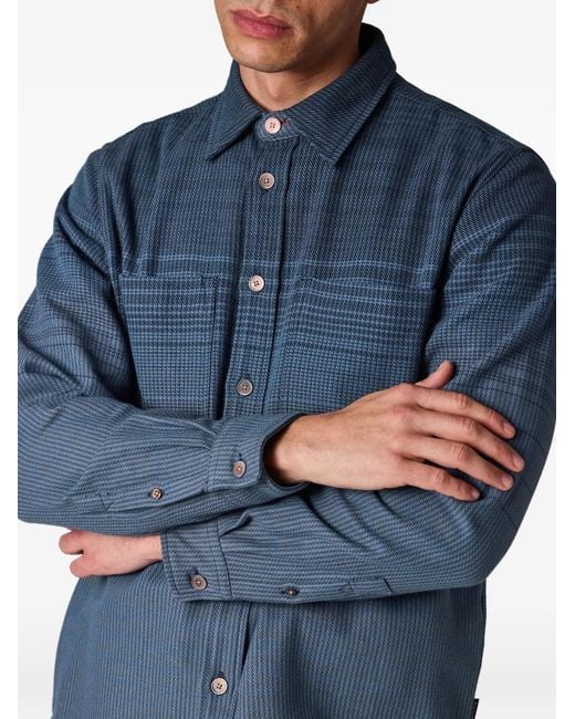 Paul Smith Blue Gradient Buttoned Checked Shirt for men