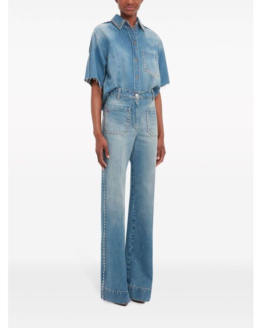 Chemise en jean à manches courtes Victoria Beckham en coloris Blue