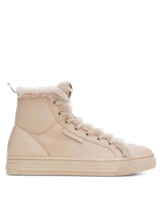 Gianvito Rossi Natural Shearling Leather Lace-Up Boots