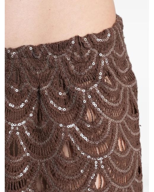 Mc2 Saint Barth Brown Maeve Scalloped Mini Shorts