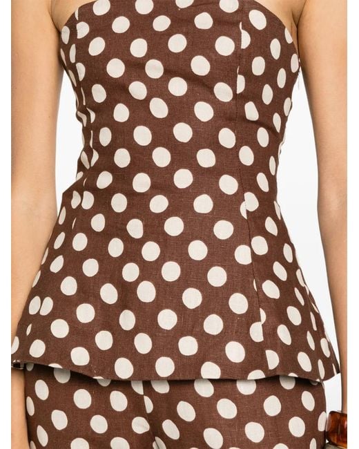 Faithfull The Brand Brown Petro Polka-Dot Bandeau Top