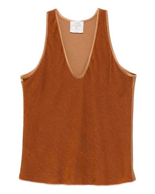 Top Con Scollo Ampio E Tessuto A Contrasto di Forte Forte in Brown