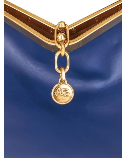Etro Blue Medium Vela Leather Shoulder Bag