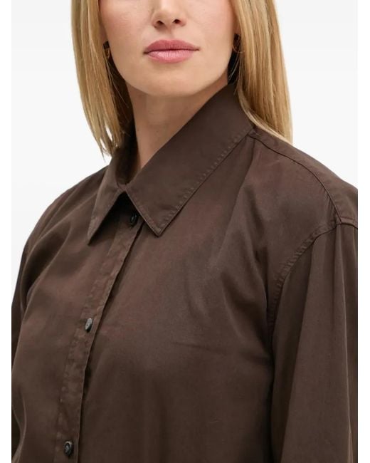 Won Hundred Brown Buttoned Long-Sleeve Shirt