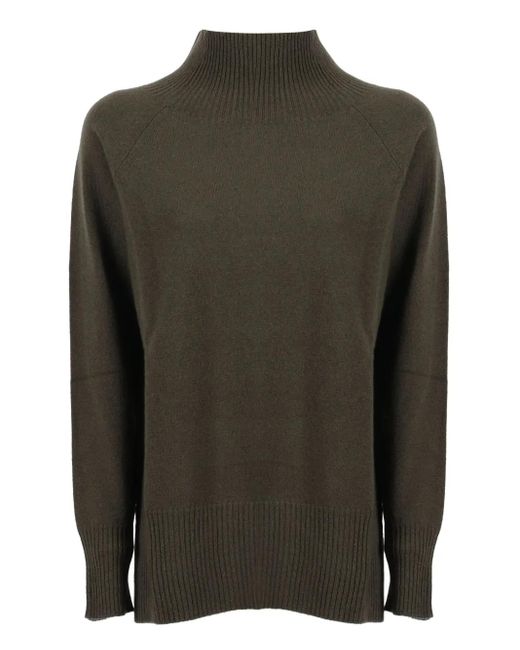 Kangra Green Raglan-Sleeve Funnel-Neck Sweater