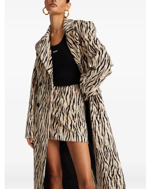 ROTATE BIRGER CHRISTENSEN Black Printed Faux Fur Skirt