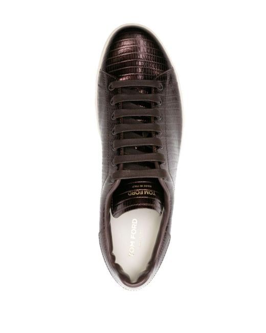 Tom Ford Warwick Sneakers mit Kroko-Optik in Brown für Herren