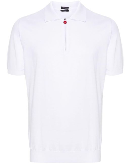 Kiton White Fine-ribbed Cotton Polo Shirt for men