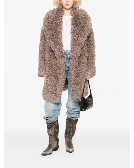 Tagliatore Natural Faux-Fur Lapel Coat