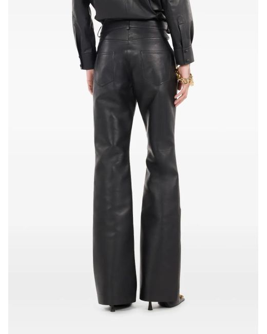 Roberto Cavalli Gray Floral-Embroidery Flared Trousers