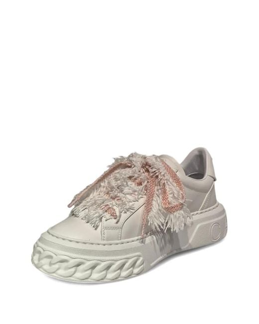 Casadei White Fringe Platform Sneakers