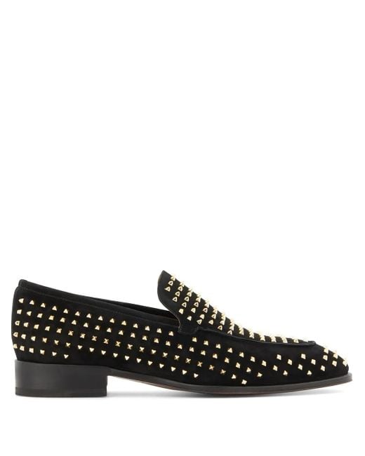 Giuseppe Zanotti Black Studded Loafers for men
