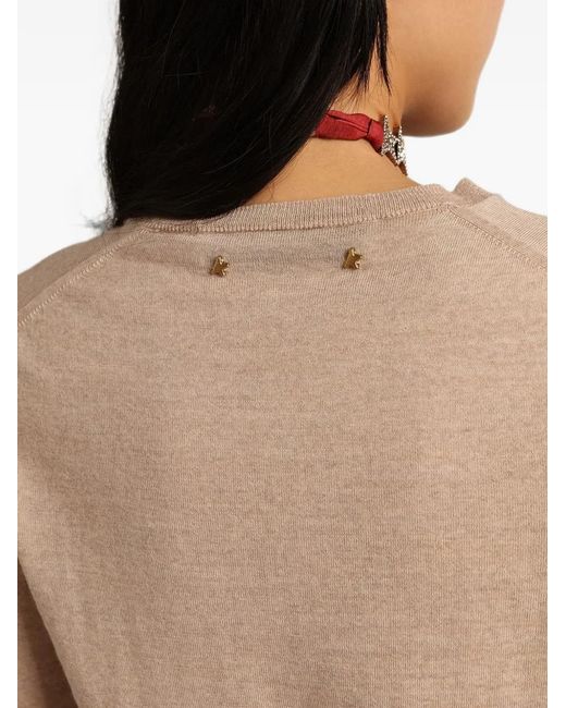 Golden Goose Deluxe Brand Natural Distressed Fine-Knit Jumper