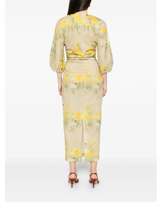BERNADETTE Yellow Ezra Floral-Print Midi Dress