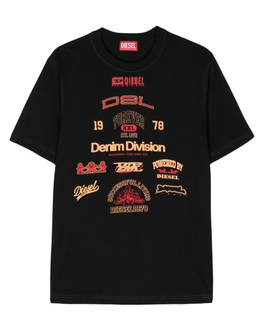DIESEL Black T-just-n14 Logo-print T-shirt for men