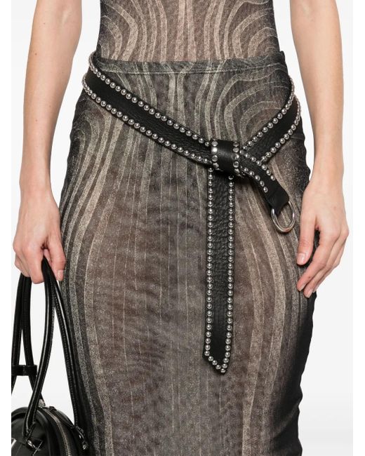 Jean Paul Gaultier Gray Spiral Mesh Maxi Skirt