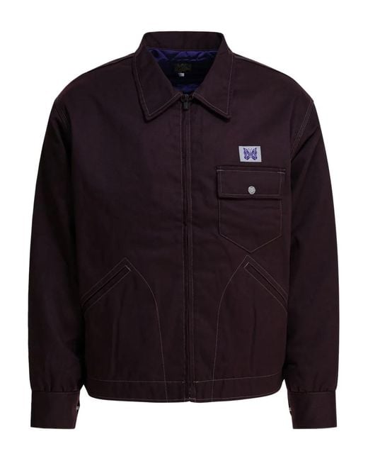 Needles Blue Patch-Pocket Zip-Up Jacket for men