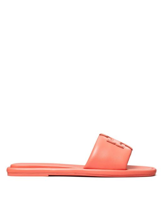 Tory Burch Pink Double T Sport Leather Sandals