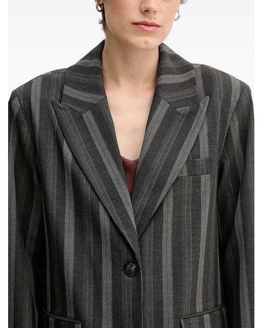Mos Mosh Black Striped Button Blazer