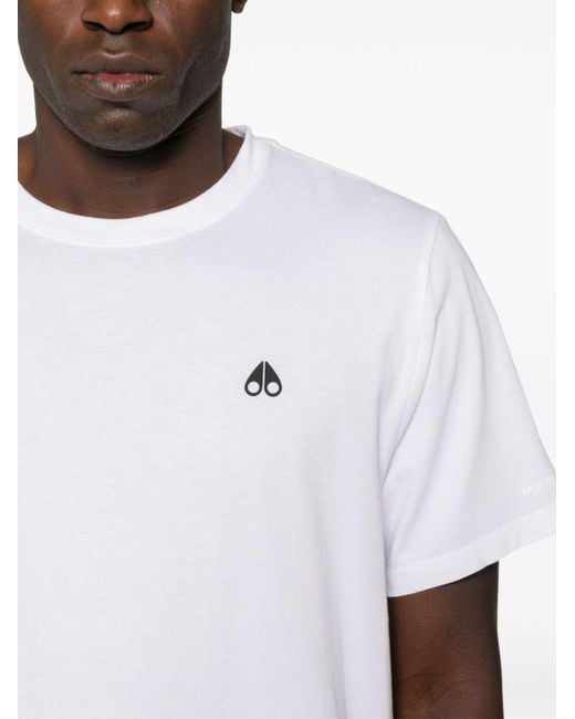 Moose Knuckles White Logo-Print T-Shirt for men