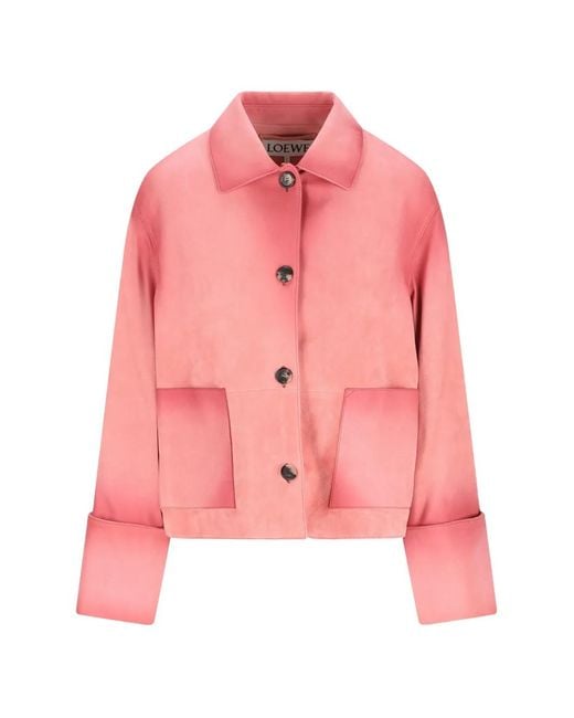 Loewe Pink Button-Fastening Suede Jacket