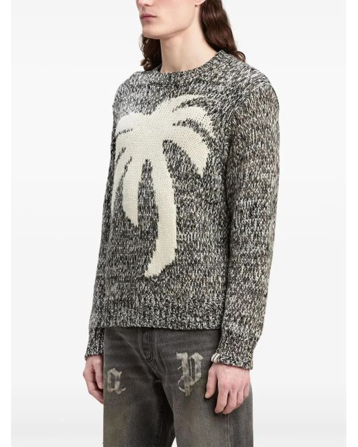 Palm Angels Gray Melange Palm Knit for men