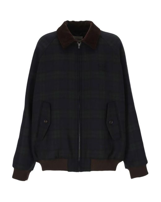 Miu Miu Black Karierte Jacke mit Cordkragen