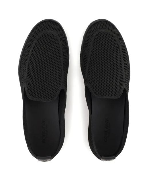 メンズ Giorgio Armani メッシュ ローファー Black