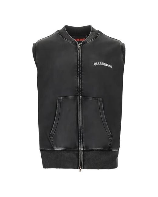 Pleasures Black Faded-Effect Zip-Up Sweatshirt for men
