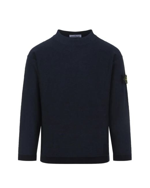 Stone Island Blue 5100044 Plush Stitch Organic Cotton Nylon Sweater for men