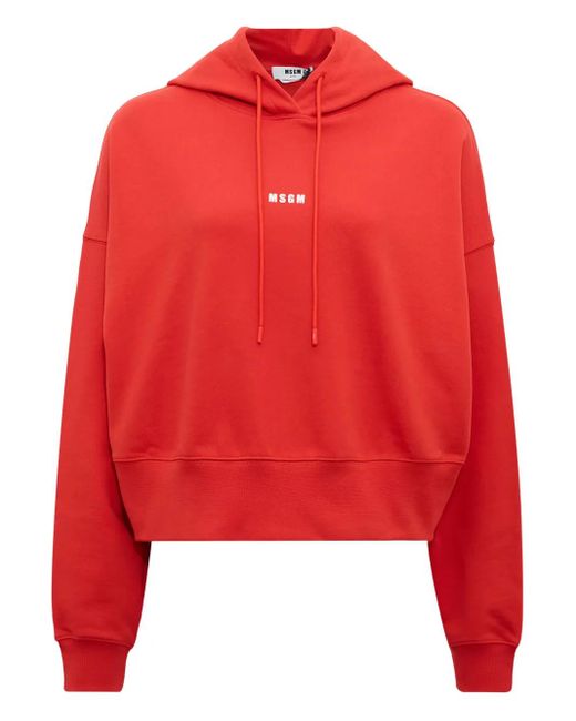 Sudadera con capucha y logo en el pecho MSGM de color Red