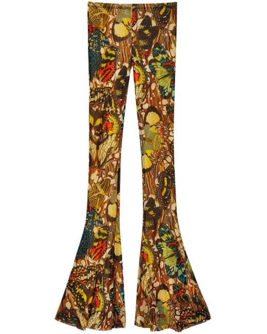 Jean Paul Gaultier Metallic Papillon Abstract-pattern Print Trousers